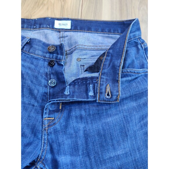 Hudson Jeans Mens 31x28 Blue Barton Relax Straight Button Fly Stretch Med Denim - Picture 9 of 13